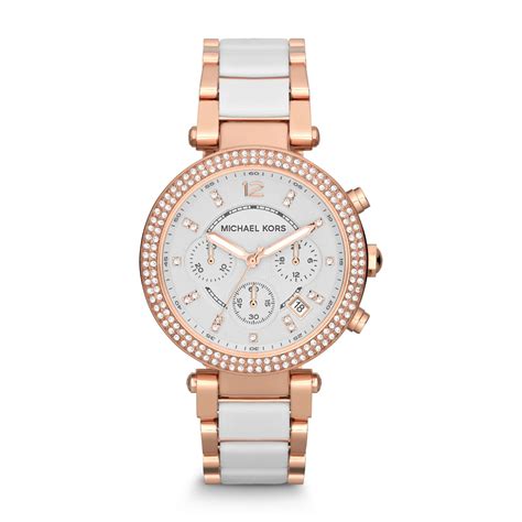 michael kors parker pave rose gold watch|parker rose gold tone.